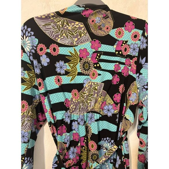 Women Blouse Wearable Art Sz XL Beaded Jewel Tone Blouse with Tie Waist - Picture 5 of 5